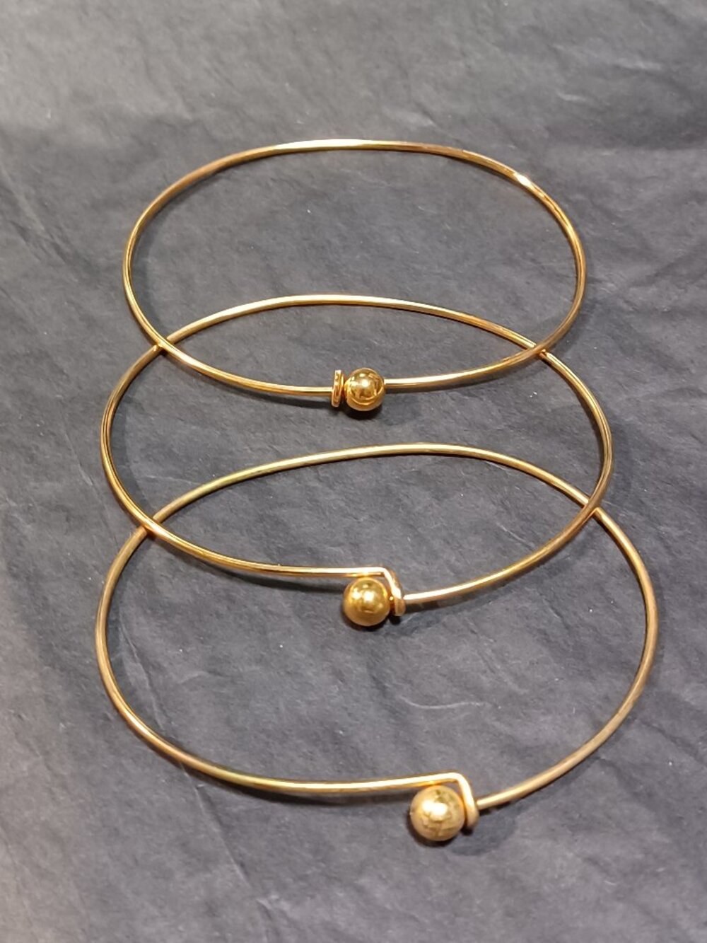 Yellow Gold Plated Thin, Locking Bangle Bracelet DIY Add-a -Bead / Charm